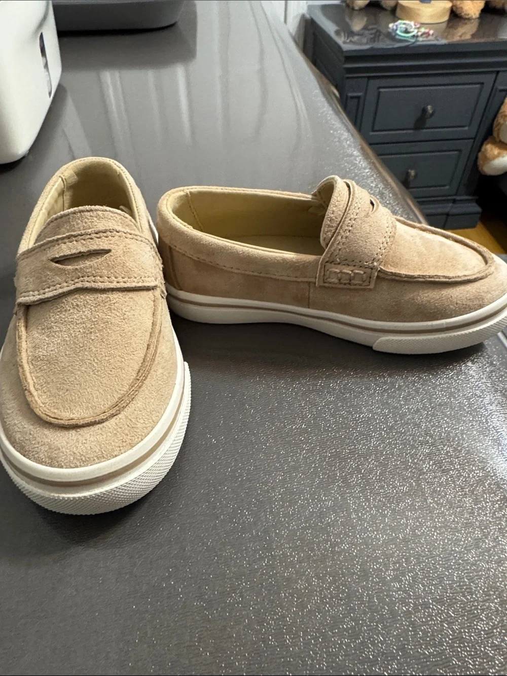Janie and Jack Kids Tan Suede Moccasin Loafers